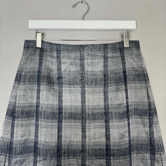 Emporio Armani Skirt Womens IT 44 Blue Plaid A-Line Metallic Linen Blend Holiday - Picture 2 of 16